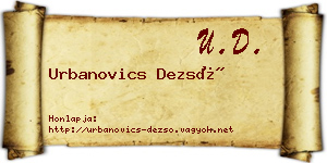 Urbanovics Dezső névjegykártya